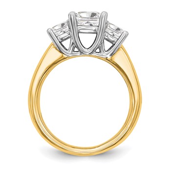 14K Two-tone 3-Stone (Holds 1 carat (5.70mm) Princess Center and (2-4.5mm) Princess Sides) Engagement Ring Mounting — alternate view