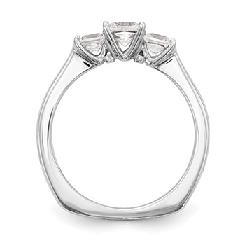 14K White Gold 3-Stone Diamond Semi-Mount Engagement Ring — alternate view
