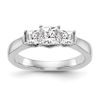 14K White Gold 3-Stone Diamond Semi-Mount Engagement Ring