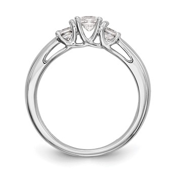 14K White Gold 3-Stone (Holds 1/5 carat (3.3mm) Princess Center and (2-2.8mm) Princess Sides) Engagement Ring Mounting — alternate view