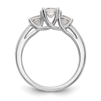 14K White Gold 3-Stone (Holds 3/8 carat (4.1mm) Princess Center and (2-3.8mm) Princess Sides) Engagement Ring Mounting — alternate view