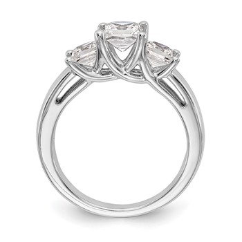 14K White Gold 3-Stone (Holds 3.4 carat (4.8mm) Princess Center and (2-4.3mm) Princess Sides) Engagement Ring Mounting — alternate view