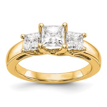 14K Yellow Gold 3-Stone Engagement Mounting
