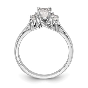14K White Gold 3-Stone (Holds (5x4mm) Emerald-cut Center and (2-4x3mm) Emerald-cut Sides) Engagement Ring Mounting — alternate view