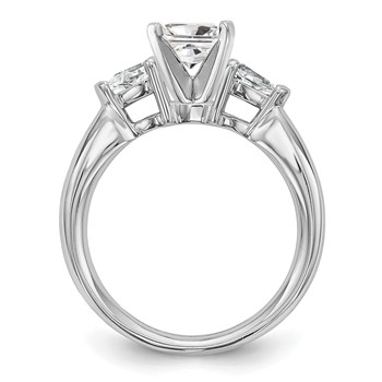 14K White Gold 3-Stone Peg Set Center (Holds (2-5.5x3.5mm) Pear Sides) Engagement Ring Mounting — alternate view
