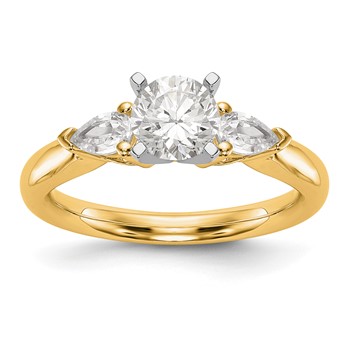 14K Yellow Gold 3-Stone Diamond Peg Set Engagement Ring Mounting
