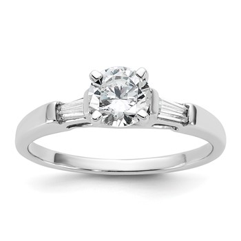14K 3-Stone Diamond Peg Set Engagement Ring Mounting