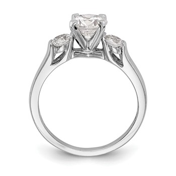 14K White Gold 3-Stone Peg Set Center (Holds (2-3.7mm) Round Sides) Engagement Ring Mounting — alternate view