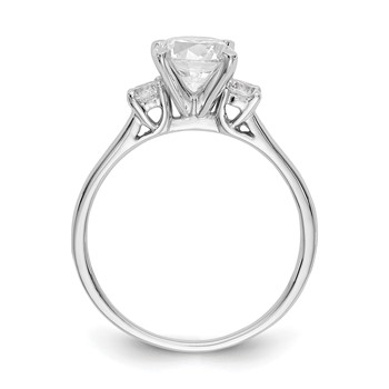 14K White Gold 3-Stone Peg Set Center (Holds (2-3.00mm) Round Sides) Engagement Ring Mounting — alternate view