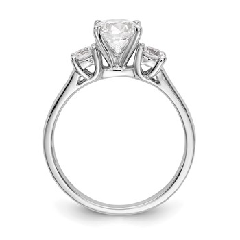 14K White Gold 3-Stone Peg Set Center (Holds (2-3.5mm) Round Sides) Engagement Ring Mounting — alternate view