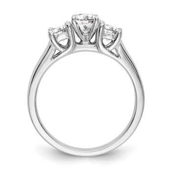 14K White Gold 3-Stone Peg Set Center (Holds (2-4.00mm) Round Sides) Engagement Ring Mounting — alternate view