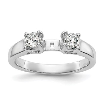 18K White Gold 3-Stone Diamond Peg Set Engagement Ring Mounting