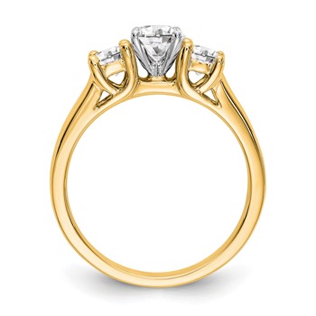 14K Yellow Gold 3-Stone Diamond Peg Set Engagement Ring Mounting — alternate view