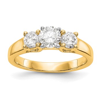 14K Yellow Gold 3-Stone Diamond Peg Set Engagement Ring Mounting