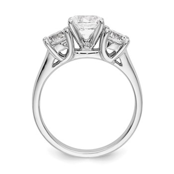 14K White Gold 3-Stone Peg Set Center (Holds (2-5.00mm) Round Sides) Engagement Ring Mounting — alternate view