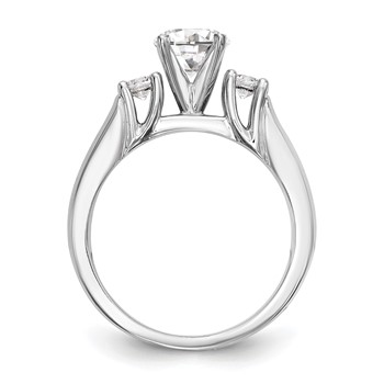 14K White Gold 3-Stone Peg Set Center (Holds (2-2.9mm) Round Sides) Engagement Ring Mounting — alternate view