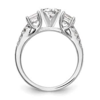 14K White Gold 3-Stone Plus Peg Set Center Semi-mount Princess Diamond Engagement Ring — alternate view