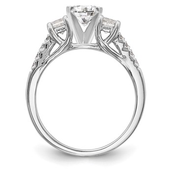 14K White Gold 3-Stone Plus Peg Set Center Princess Diamond Semi-mount Engagement Ring — alternate view