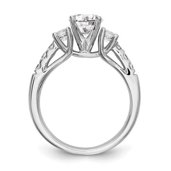 14K White Gold 3-Stone Plus Peg Set Center (Holds (2-3.3mm) Round Side Stones) Engagement Ring Mounting — alternate view