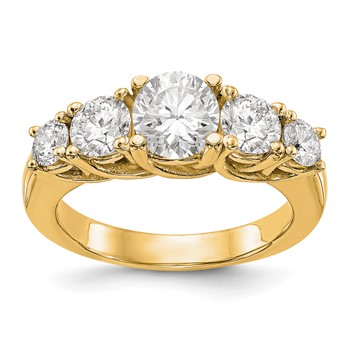 14K Yellow Gold 5-Stone Diamond Engagement Ring Mounting
