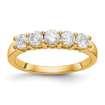 14K Yellow Gold 5-Stone Diamond Wedding Band Mounting