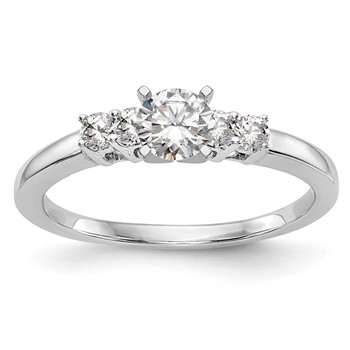 14K White Gold 5-Stone Peg Set Center (Holds (2-2.4mm/2-2.3mm) Round Sides) Engagement Ring Mounting