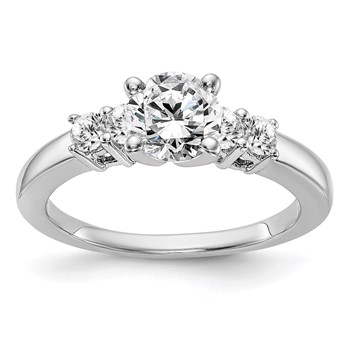 14K White Gold 5-Stone Peg Set Center (Holds (2-2.8mm/2-2.7mm) Round Sides) Engagement Ring Mounting