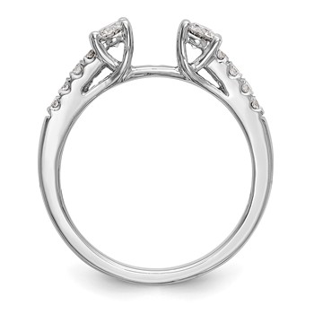 14K White Gold 3-Stone Plus Peg Set Center (Holds (2-3.4mm) Round Sides) Engagement Ring Mounting — alternate view