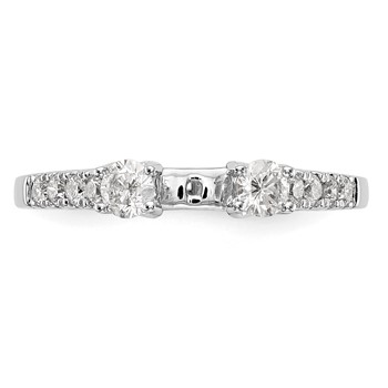 14K White Gold 3-Stone Plus Peg Set Center (Holds (2-3.4mm) Round Sides) Engagement Ring Mounting — alternate view