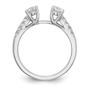 14K White Gold 3-Stone Plus Peg Set Center (Holds (2-3.9mm) Round Sides) Engagement Ring Mounting — alternate view