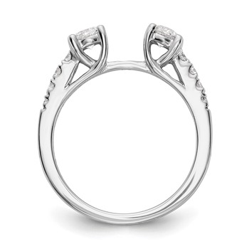 14K White Gold 3-Stone Plus Peg Set Center (Holds (2-4.00mm) Round Sides) Engagement Ring Mounting — alternate view