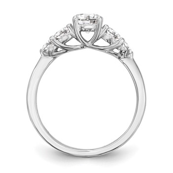 14K White Gold 5-Stone (Holds 1/2 carat (5.2mm) Round Center and (2-3.6/2-2.6) Round Sides) Engagement Ring Mounting — alternate view