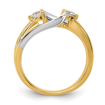 14k Two-tone 5/8 carat Lab Grown Diamond VS/SI+ G+ Semi Mount Peg Set Engagement Ring — alternate view