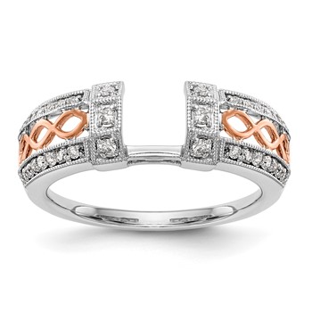 14K White Gold and Rose Gold 1/4 carat Diamond Complete Wrap Ring