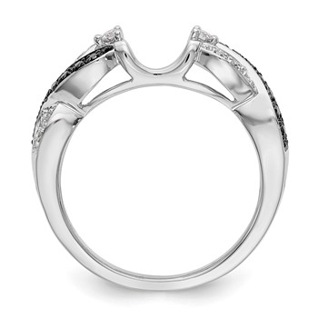 14K White Gold 1/5 carat Black and White Diamond Complete Wrap Ring — alternate view