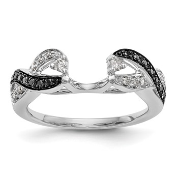 14K White Gold 1/5 carat Black and White Diamond Complete Wrap Ring