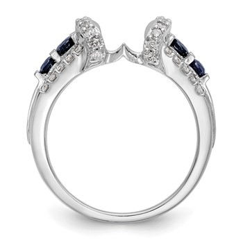 14K White Gold 3/8 carat Diamond and Blue Sapphire Complete Wrap Ring — alternate view