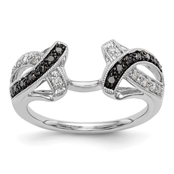 14K White Gold Black and White Diamond Wrap