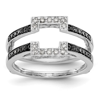 14K White Gold Black and White Diamond Guard