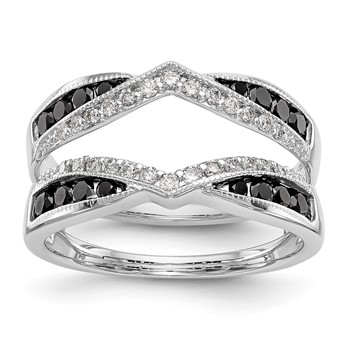 14K White Gold 3/4 carat Black and White Diamond Complete Ring Guard