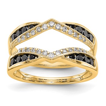 14K Yellow Gold Black and White Diamond Guard