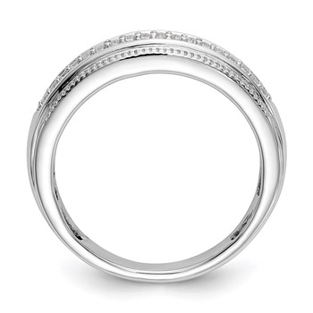 14K White Gold AA Quality 1/10 carat Diamond Trio Complete Men's Wedding Band — alternate view