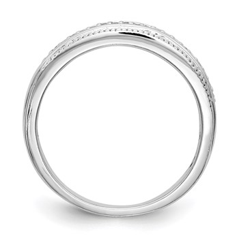 14K White Gold AA Quality 1/10 carat Diamond Trio Complete Ladies Wedding Band — alternate view