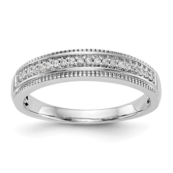 14K White Gold AA Quality 1/10 carat Diamond Trio Complete Ladies Wedding Band