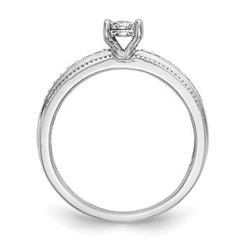 14K White Gold AA Quality 1/8 carat Diamond Trio Complete Engagement Ring — alternate view