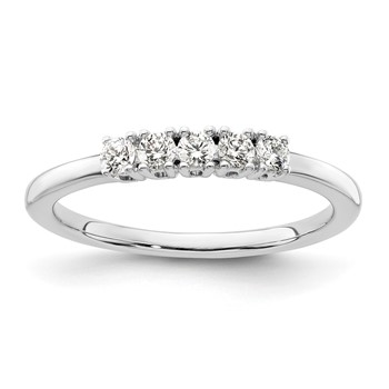 14K White Gold 5-Stone Shared Prong (Holds 5-2.3mm Round) Diamond Band Mounting