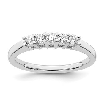 14K White Gold 5-Stone Shared Prong (Holds 5-2.5mm Round) Diamond Band Mounting