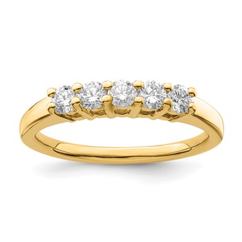14K Yellow Gold 5-Stone Shared Prong (Holds 5-2.9mm Round) Diamond Band Mounting