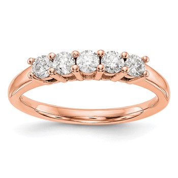 14K Rose Gold 5-Stone Diamond Band Mounting