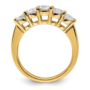 14K Yellow Gold 5-Stone Shared Prong (Holds 5-4.1mm Round) Diamond Band Mounting — alternate view